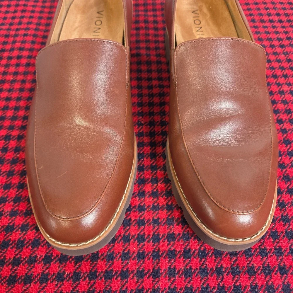 Vionic Kensley Women's Loafers 7.5 BrownLeather Slip On Orthotic Shoes w/inserts